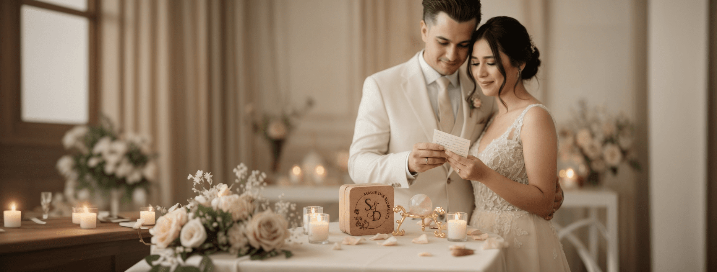 Brautpaar bei der Herzmoment Zeremonie mit der Magie der Momente Box