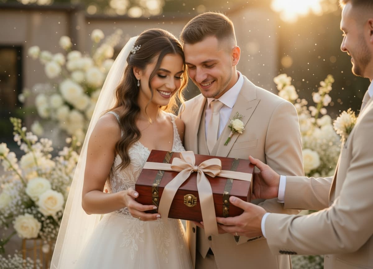 Paar auf dem Sofa mit der Box